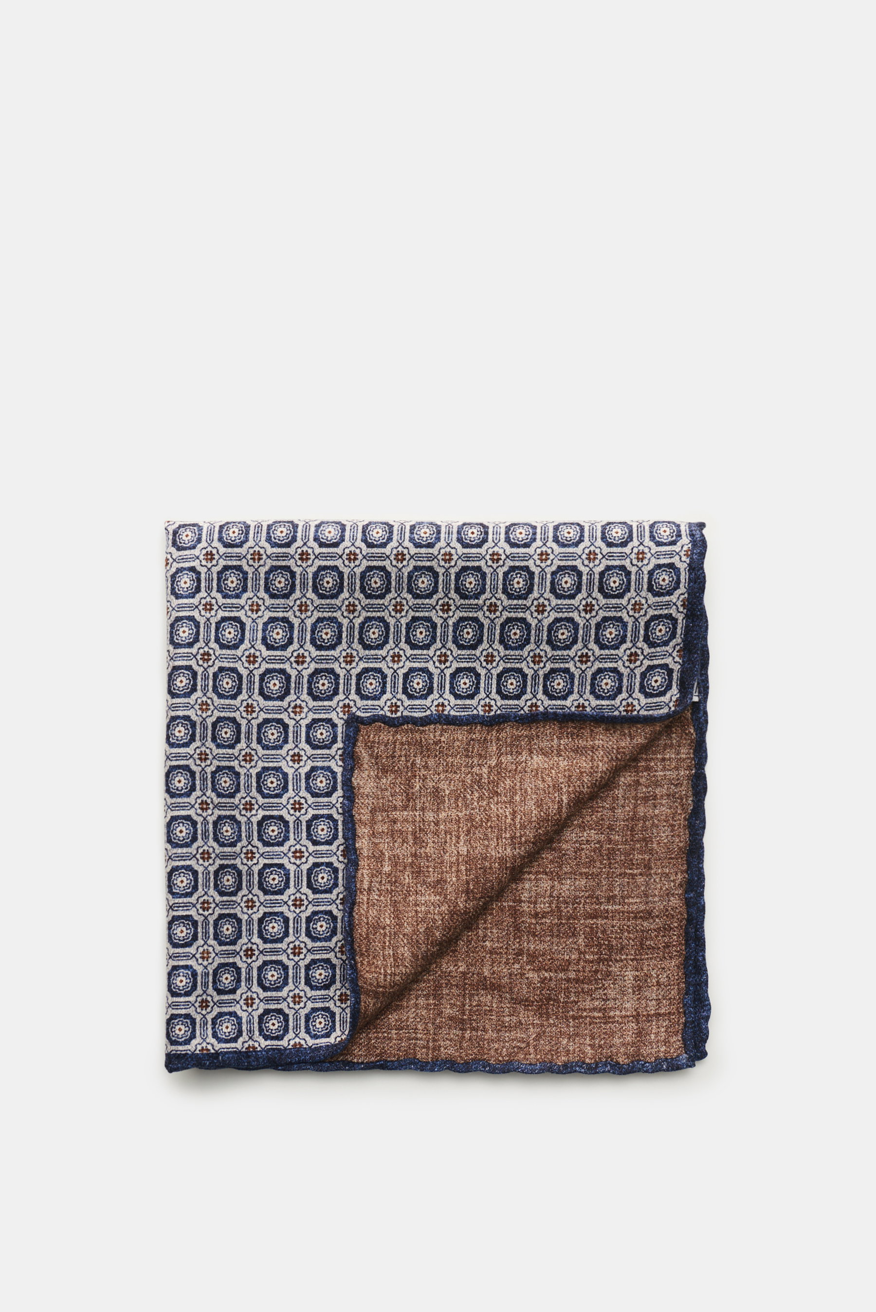 Brunello Cucinelli Einstecktuch hellgrau/navy gemustert