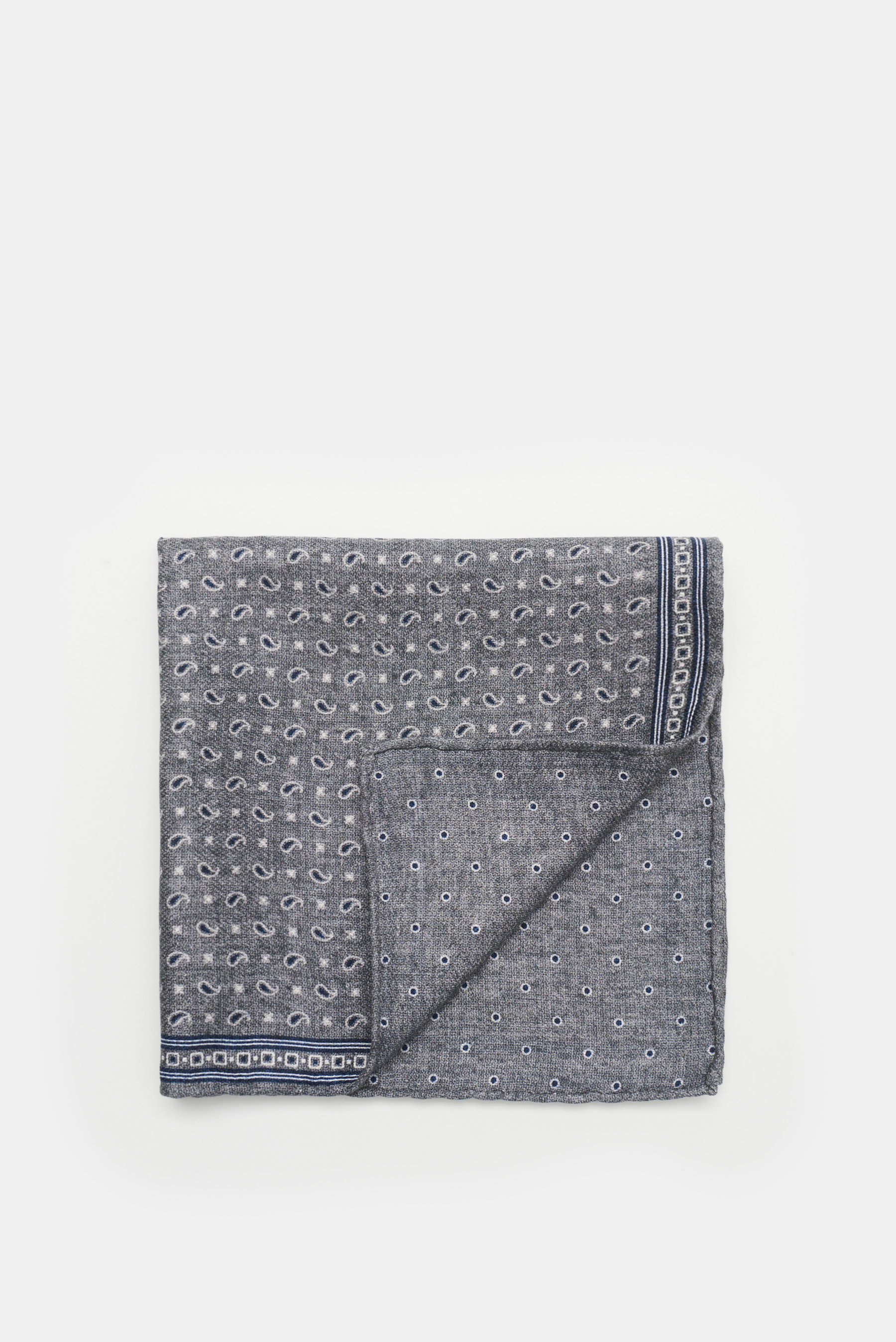 Brunello Cucinelli Einstecktuch grau/navy gemustert