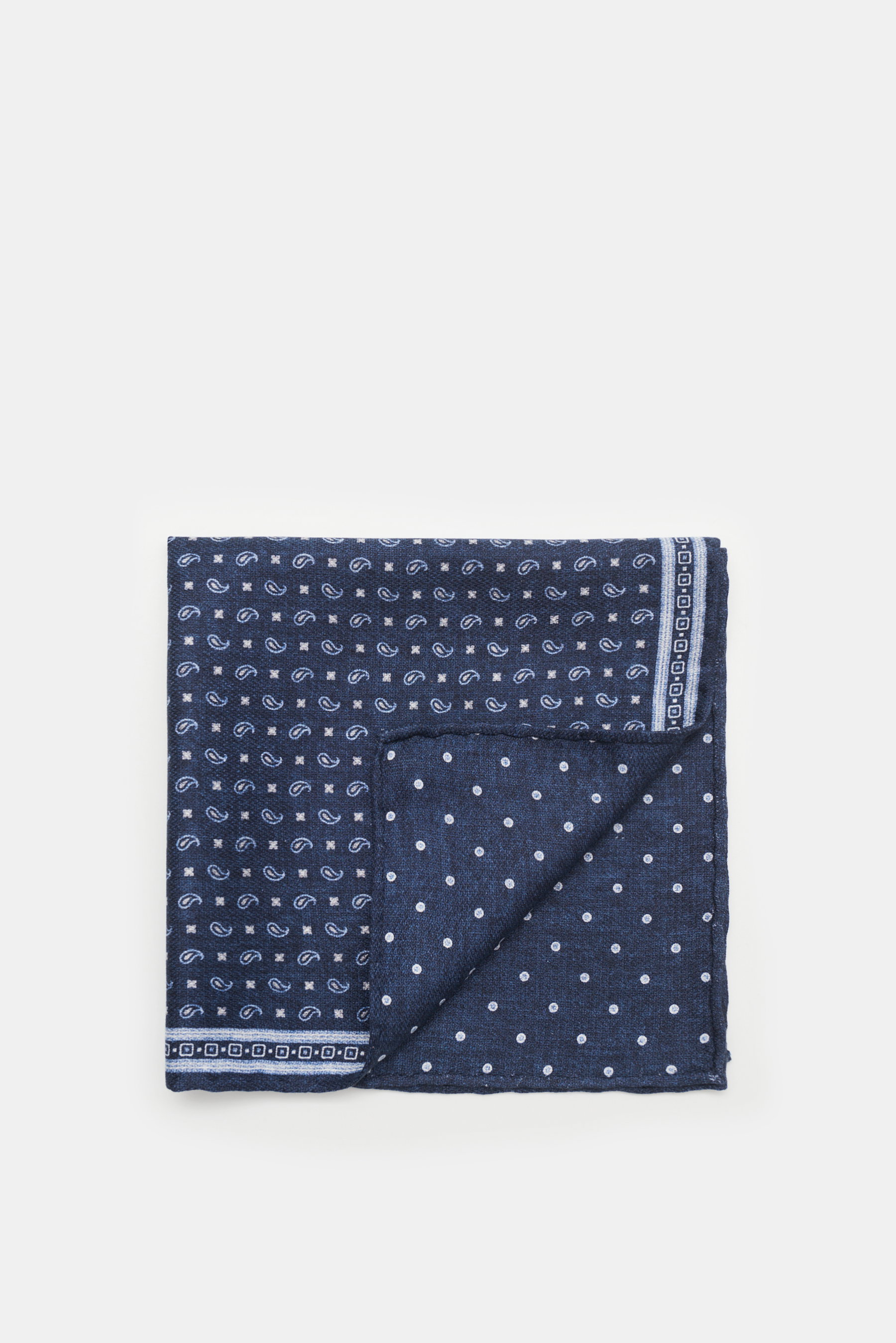 Brunello Cucinelli Einstecktuch navy/rauchblau gemustert