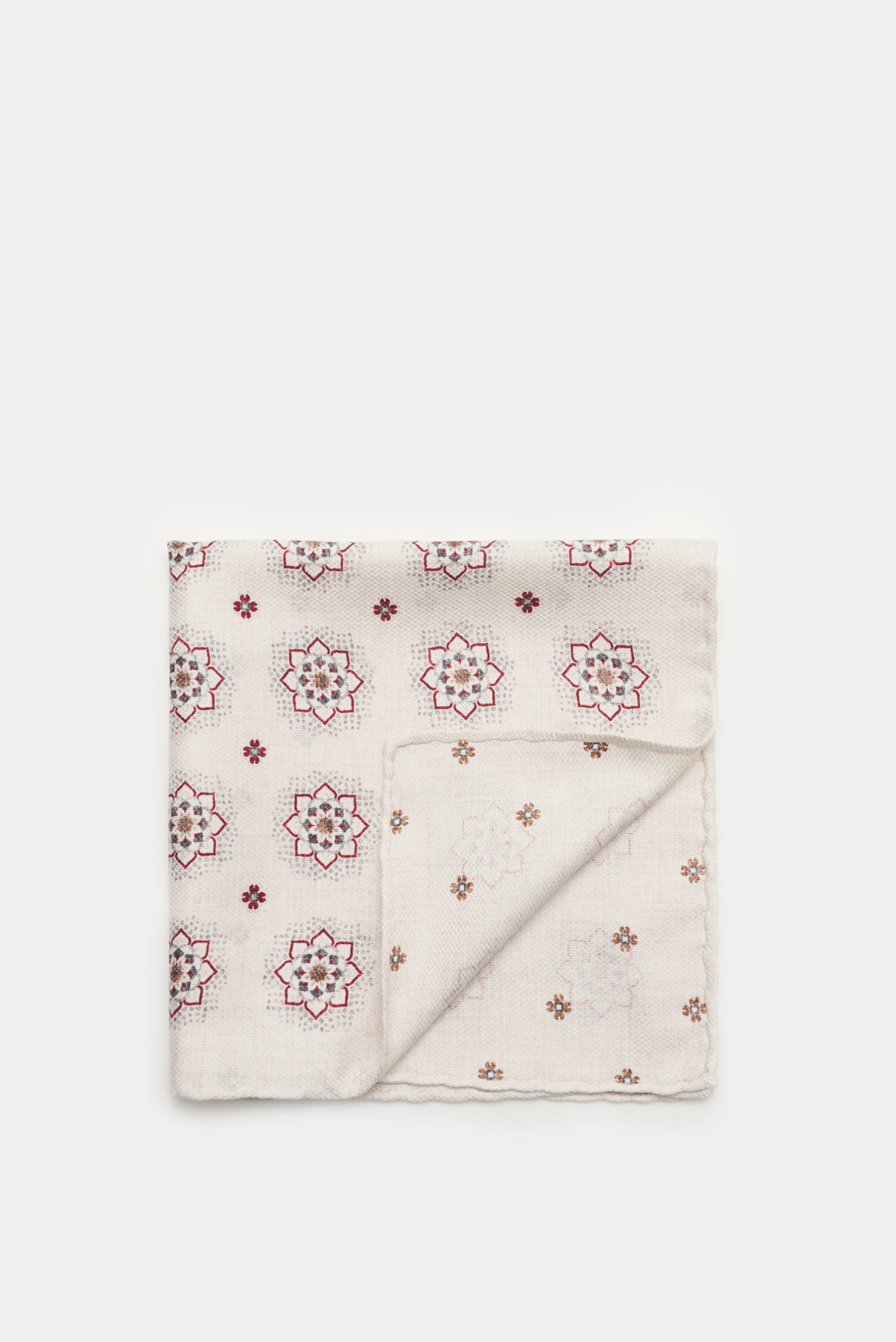 Brunello Cucinelli Einstecktuch creme/rot gemustert