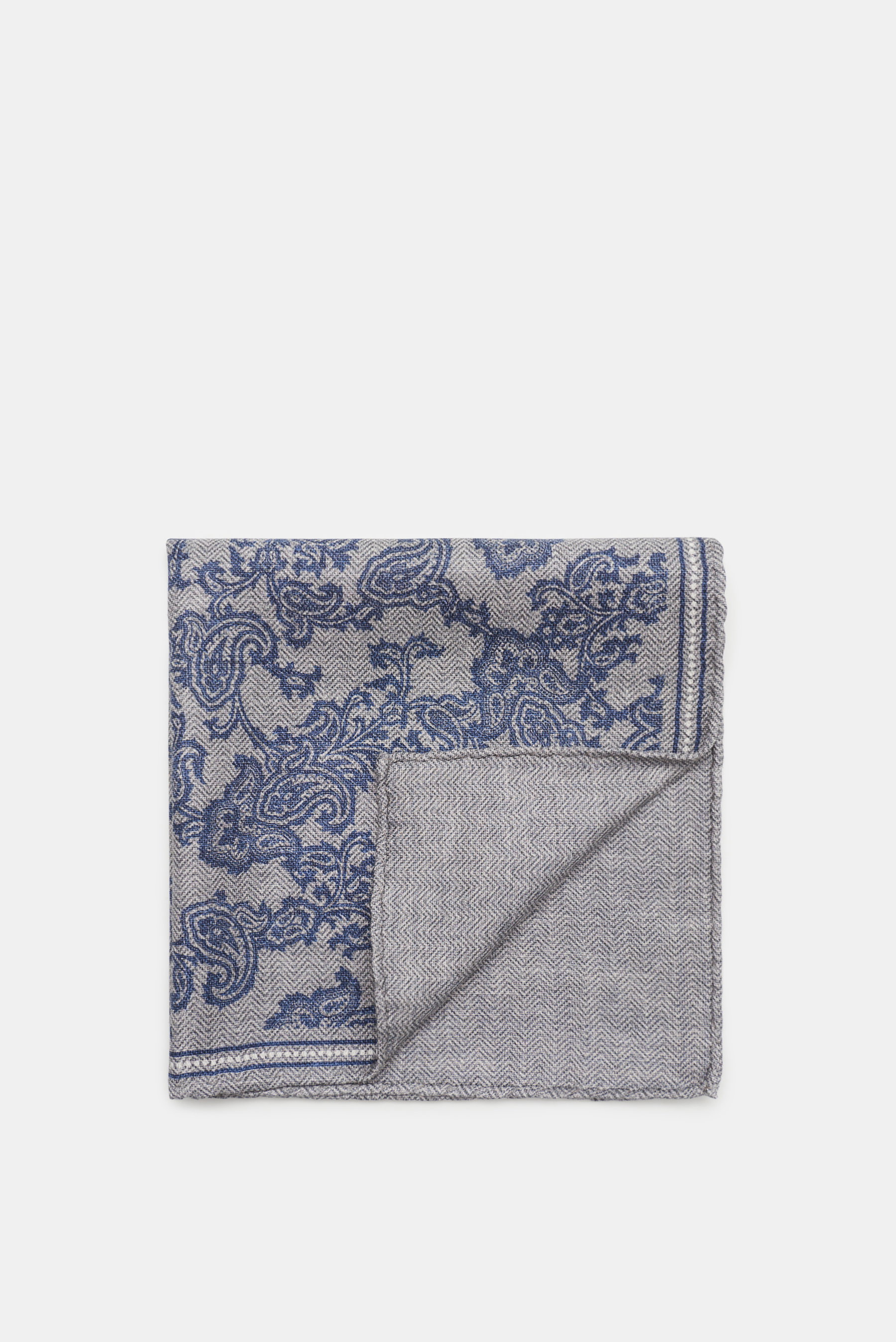 Brunello Cucinelli Einstecktuch grau/navy gemustert