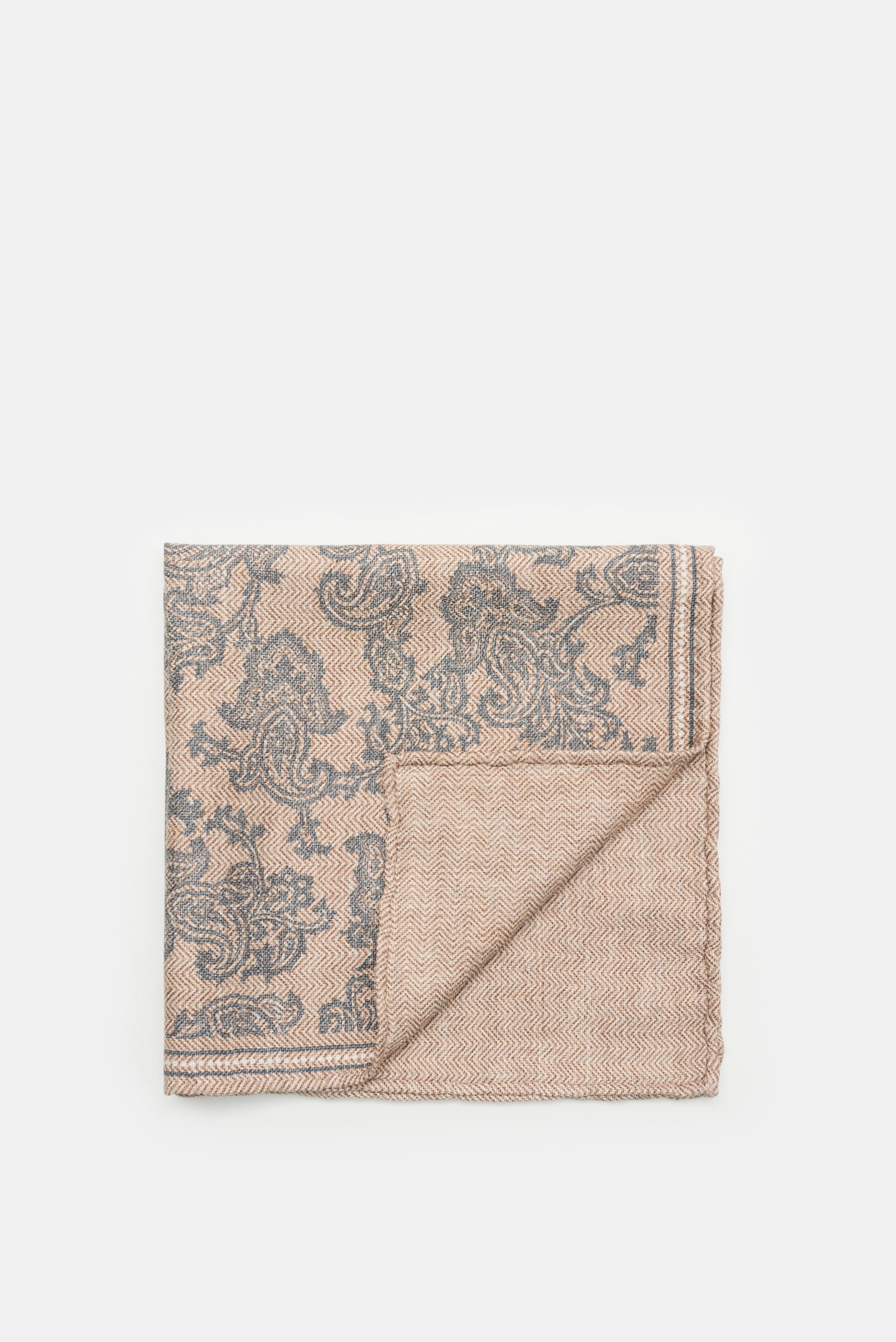 Brunello Cucinelli Einstecktuch beige/grau gemustert