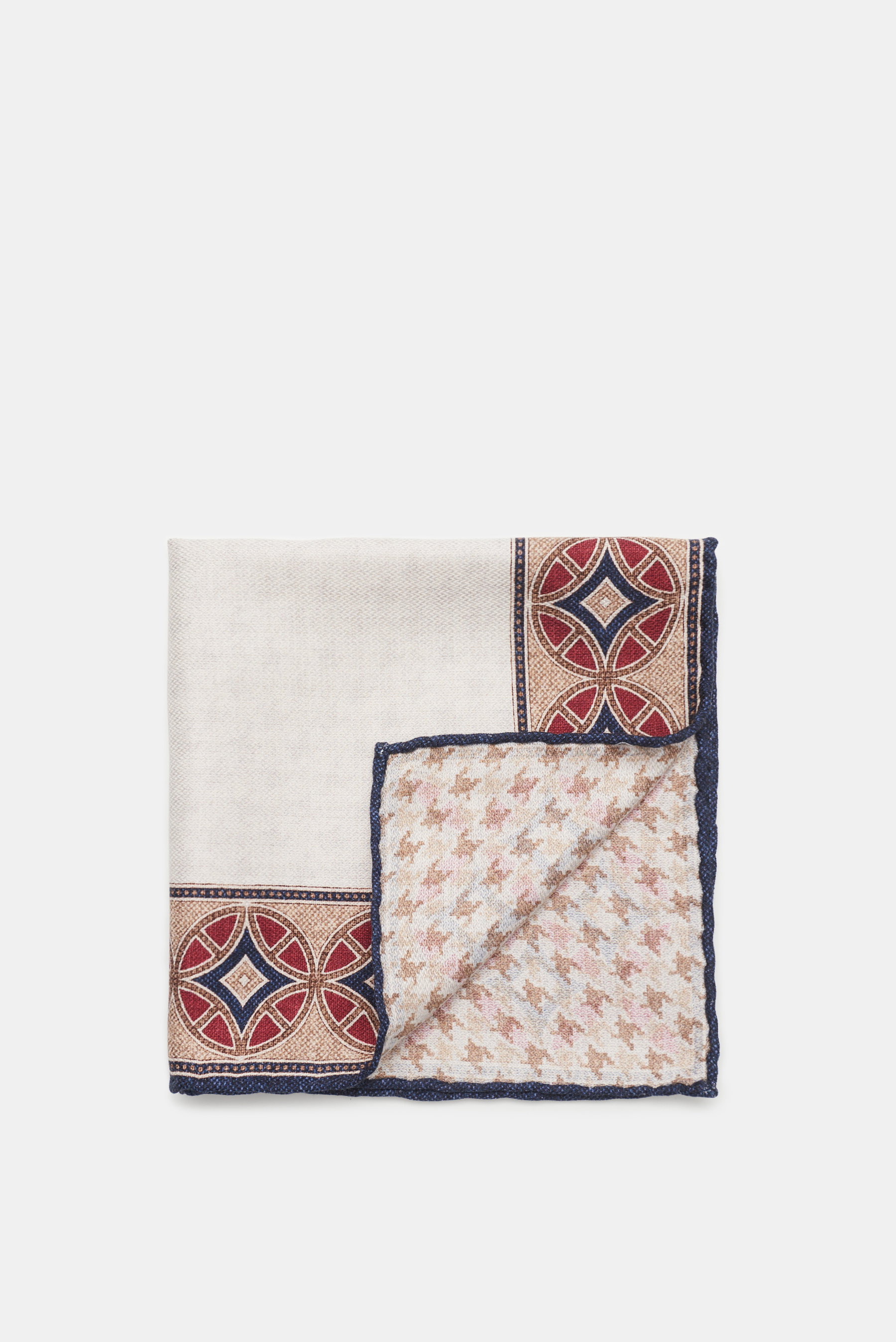 Brunello Cucinelli Einstecktuch creme/navy gemustert