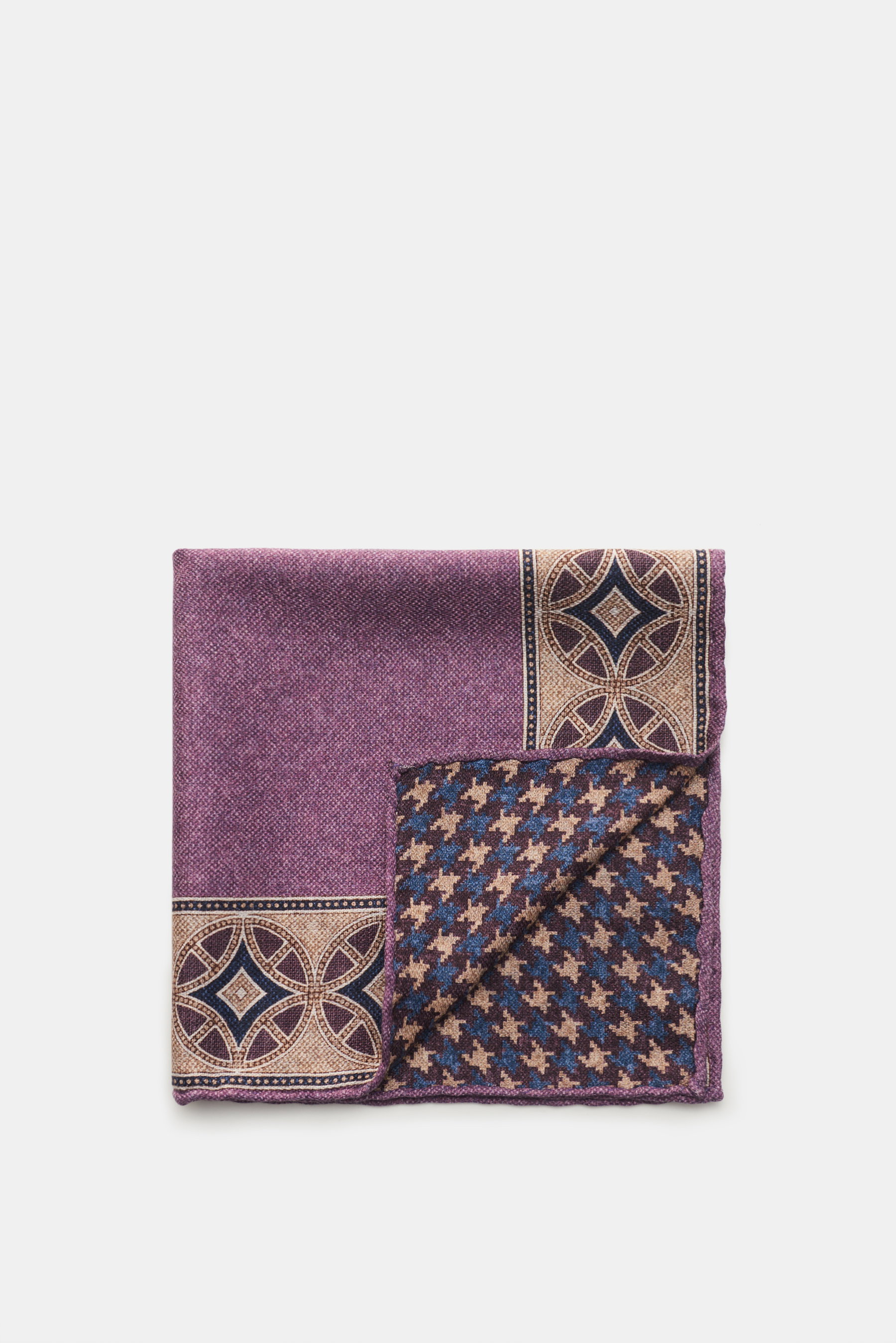 Brunello Cucinelli Einstecktuch violett/beige gemustert