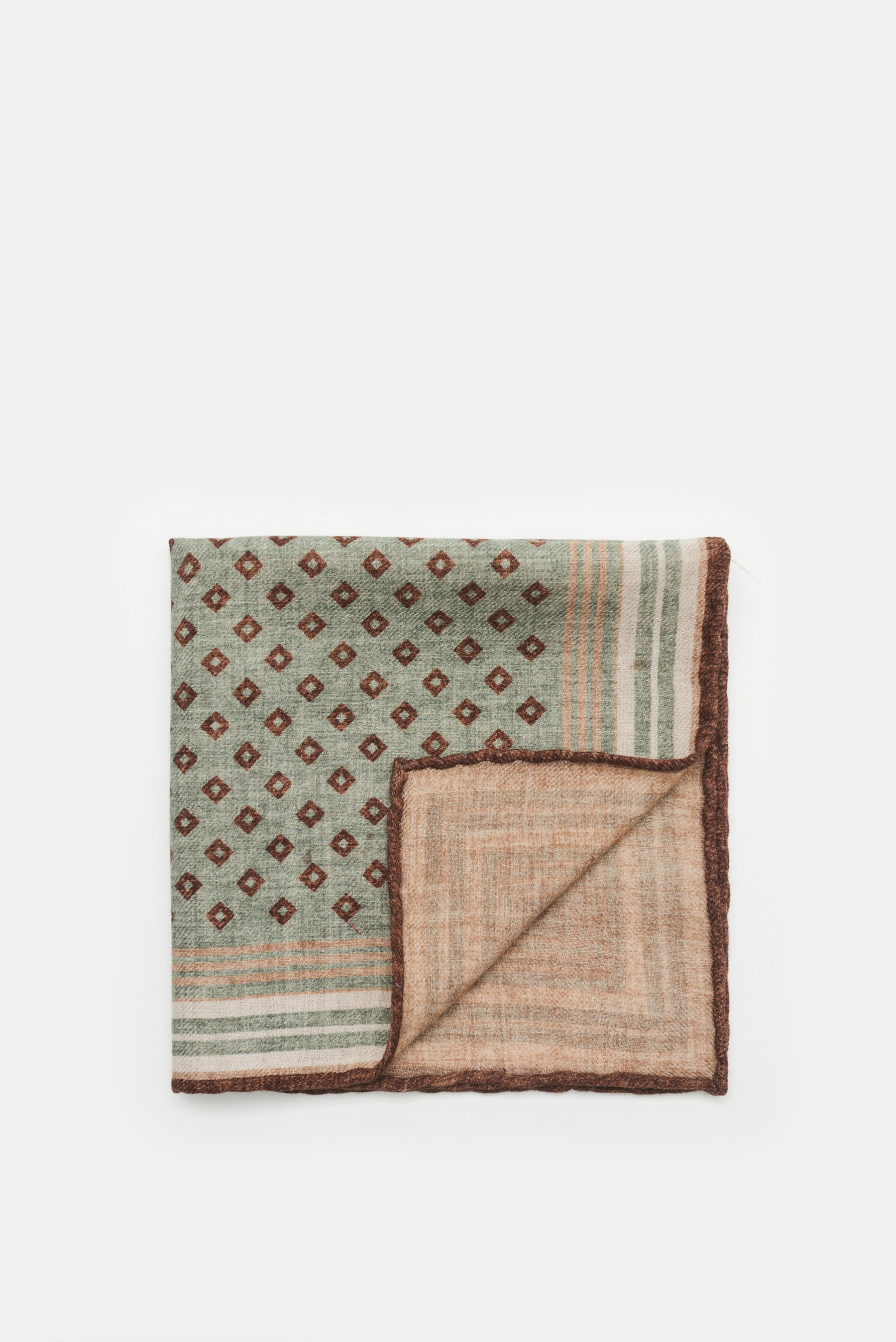 Brunello Cucinelli Einstecktuch graugrün/braun gemustert