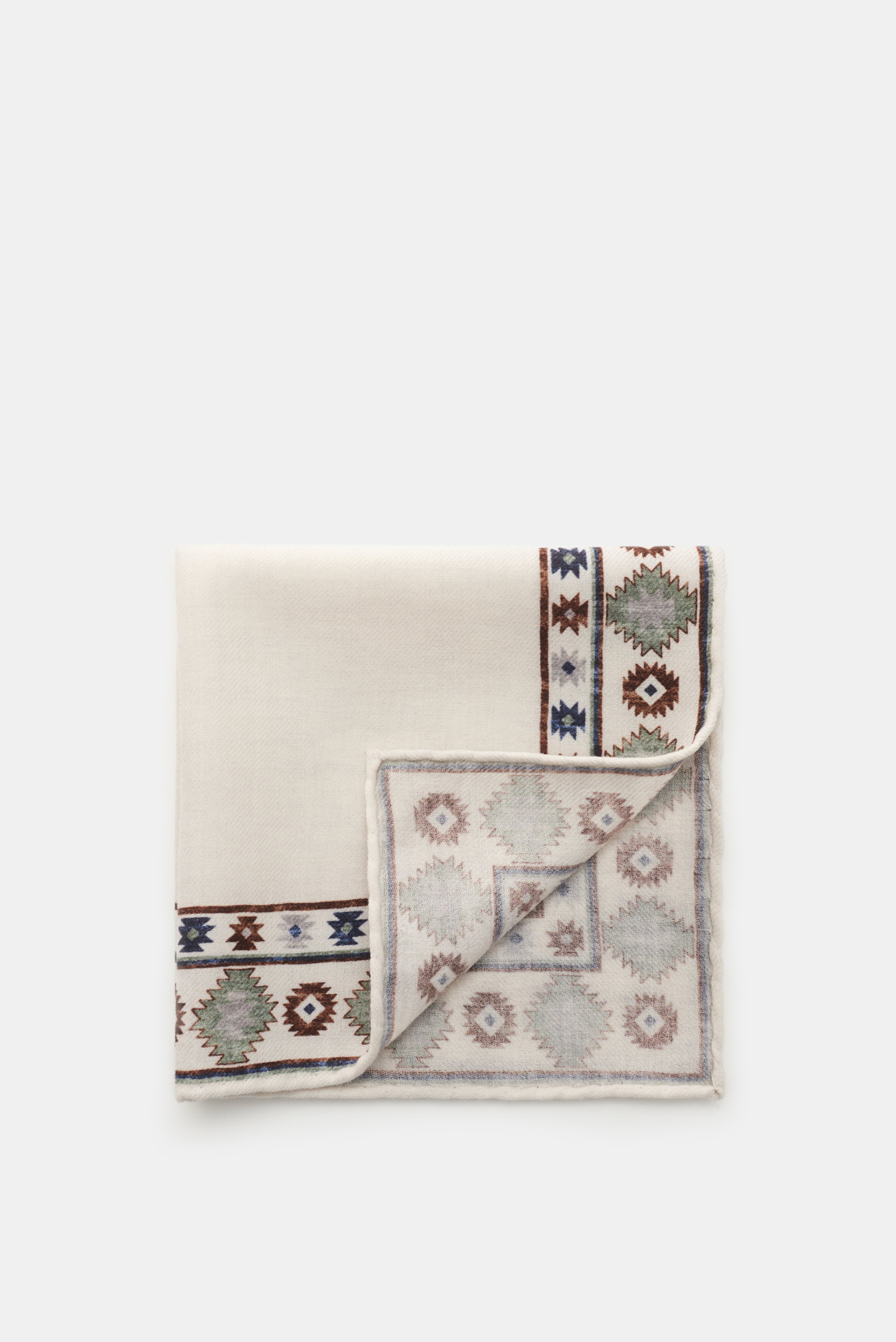 Brunello Cucinelli Einstecktuch creme/braun gemustert