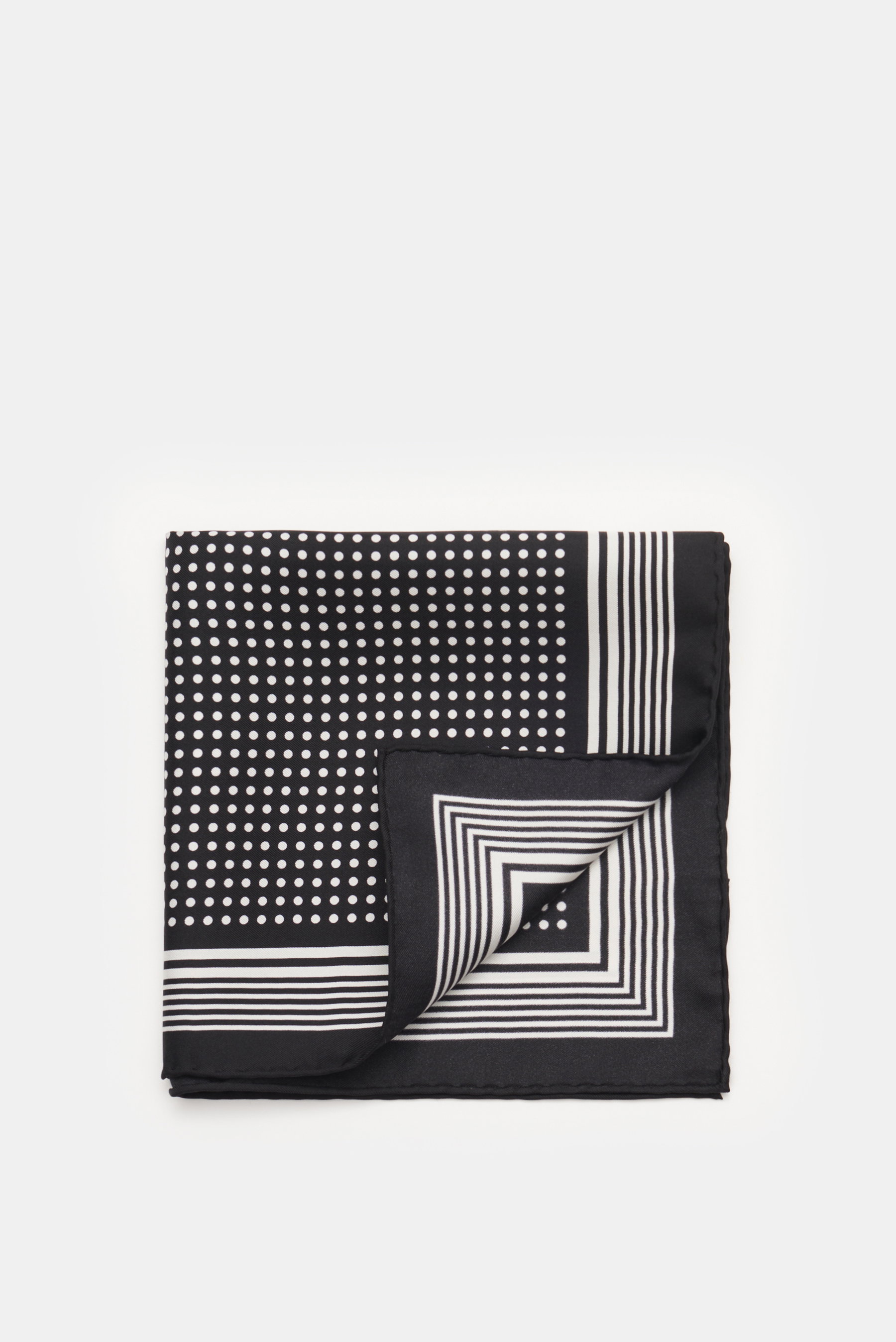Tom Ford Seiden-Einstecktuch schwarz/weiß gepunktet