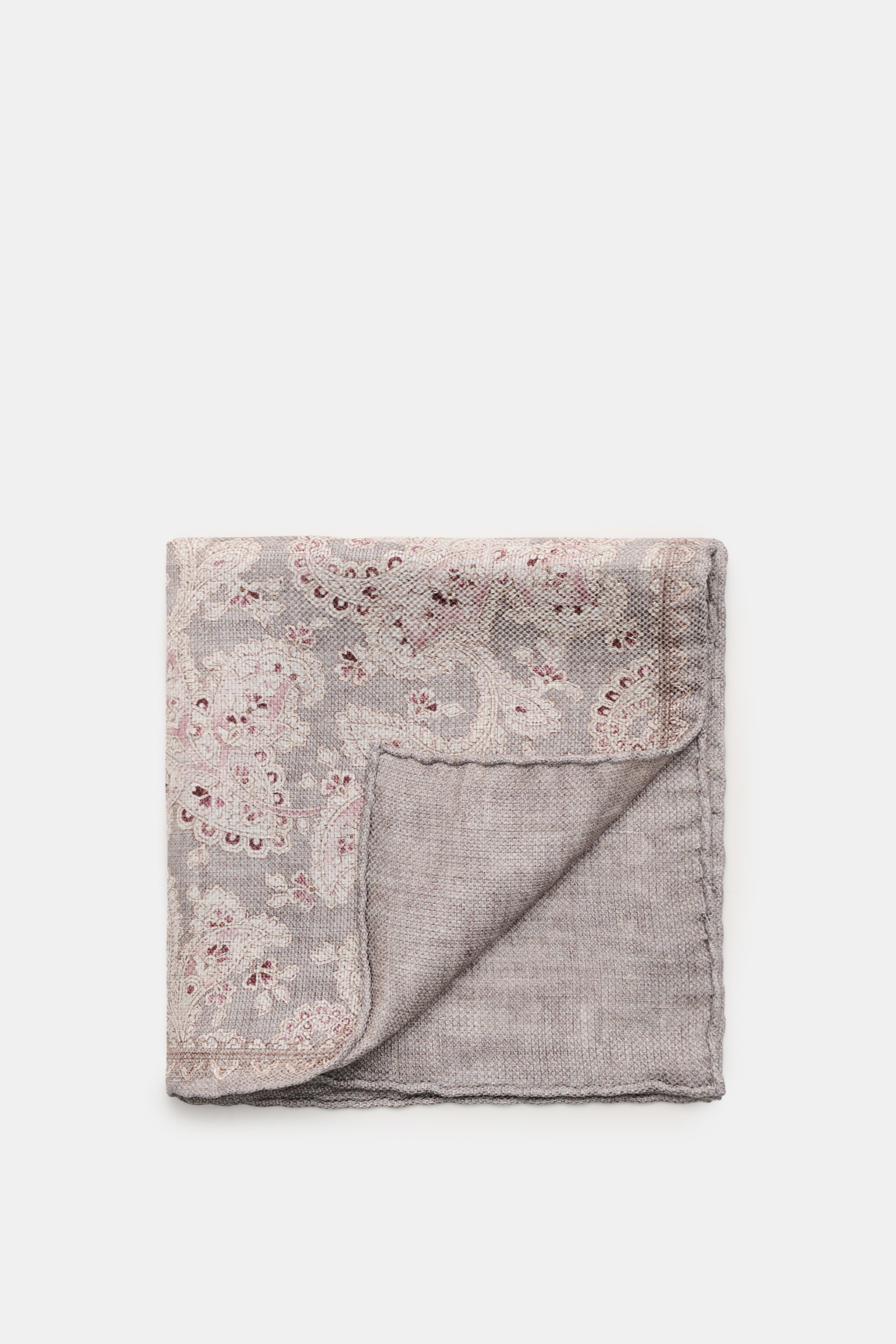 Brunello Cucinelli Einstecktuch grau/bordeaux/offwhite gemustert