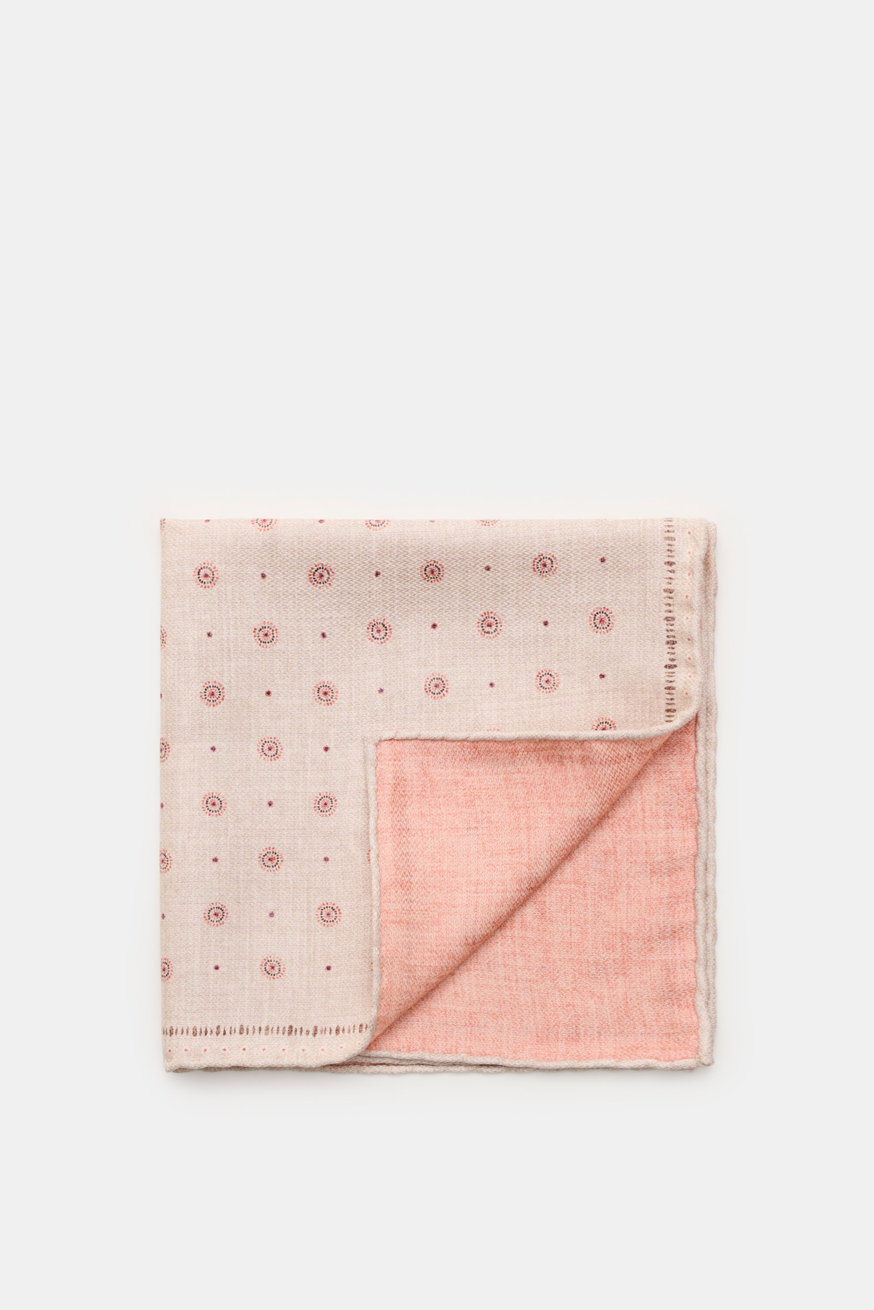 Brunello Cucinelli Seiden-Einstecktuch sand/hellorange/graubraun gemustert
