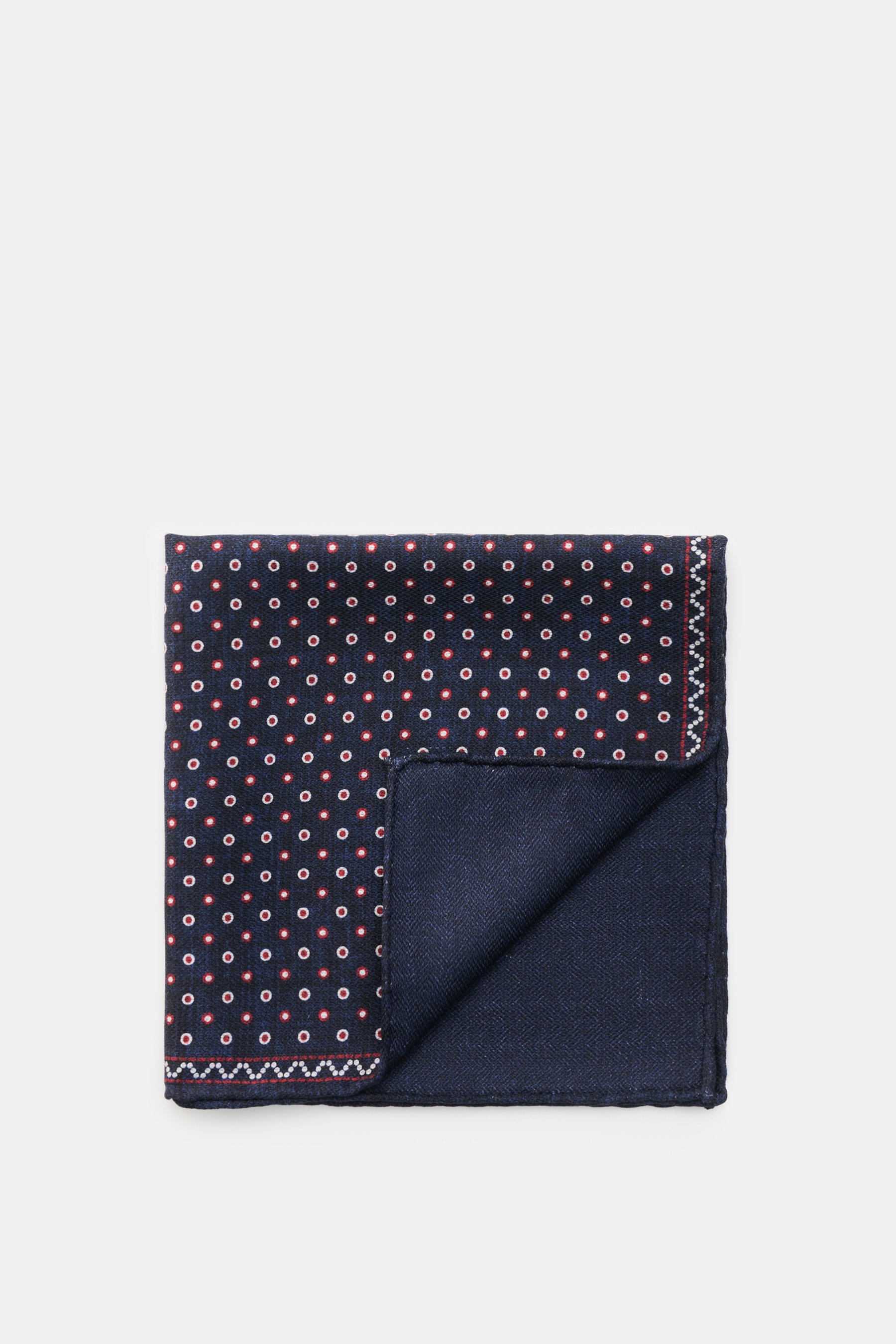 Brunello Cucinelli Seiden-Einstecktuch navy/rot/weiß gepunktet