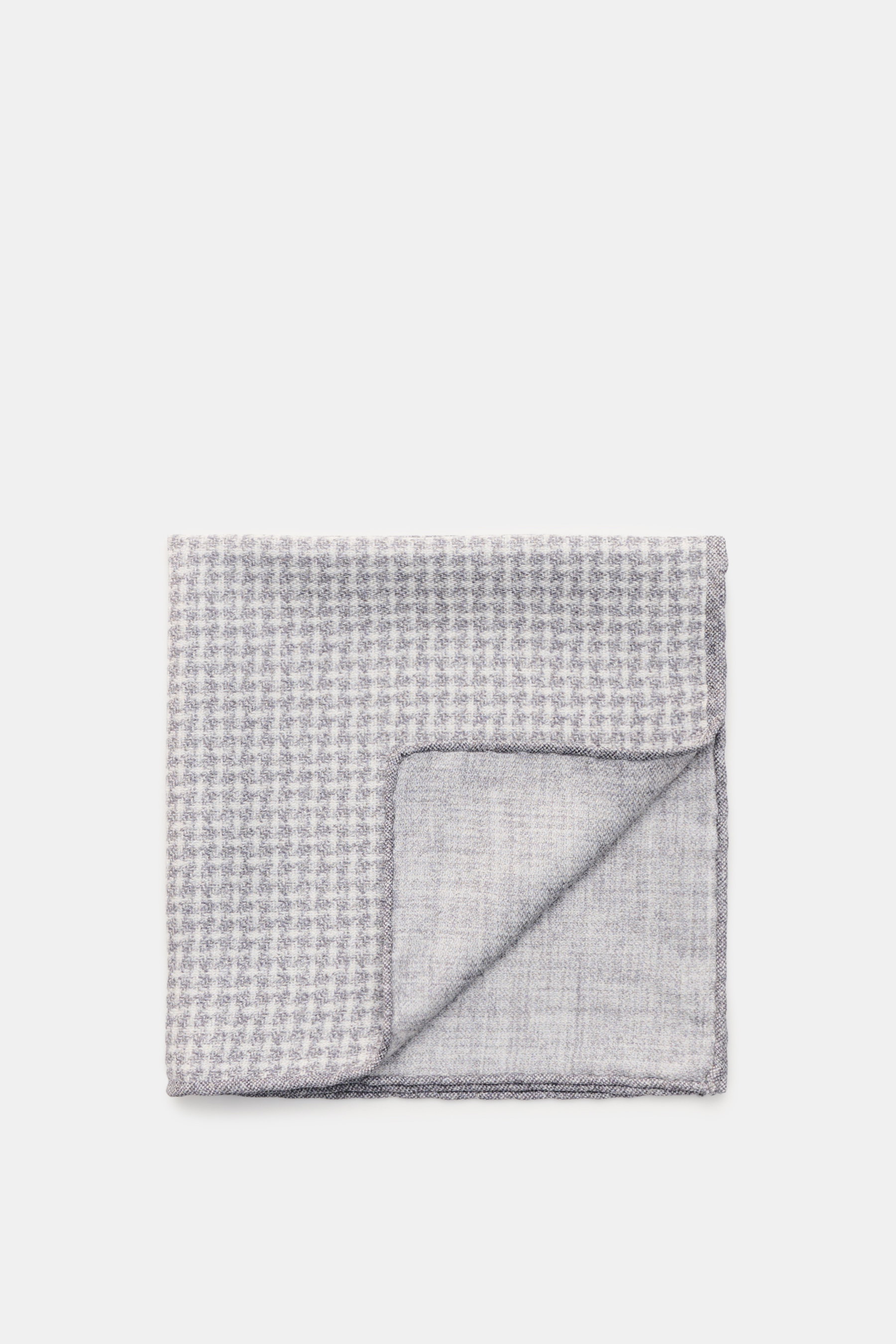 Brunello Cucinelli Seiden-Einstecktuch grau/off-white gemustert