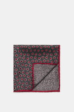 Alt tag (124 characters): Top-down view of Brunello Cucinelli Silk Pocket Square dark grey/dark red dotted with rolled edges and pure silk fabric.

Additional description:
<p>Subtle elegance for style-conscious appearances: With this finely dotted pocket 