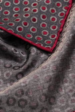 Brunello Cucinelli Silk Pocket Square dark grey/dark red dotted, close-up top view showing smooth pure silk fabric with rolled edges and dotted pattern, subtle elegance for style-conscious appearances. <p>Subtle elegance for style-conscious appearances: W