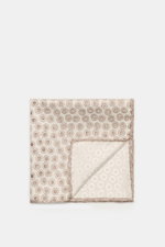 Top-down view of the Brunello Cucinelli Silk Pocket Square sand/beige dotted with rolled edges and a smooth, pure silk texture.

Description: 
<p>Subtle elegance for style-conscious appearances: With this finely dotted pocket square, BRUNELLO CUCINELLI on