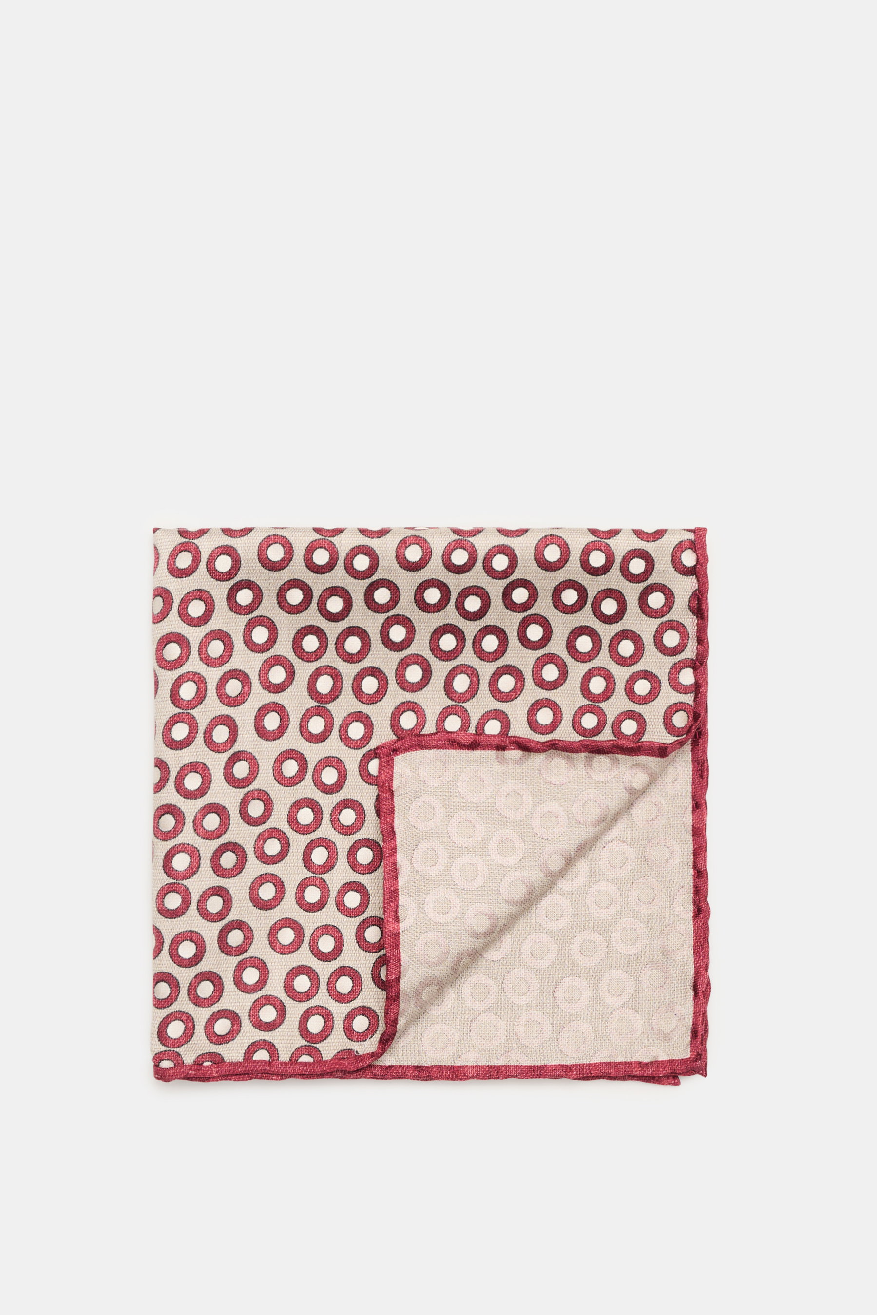 Brunello Cucinelli Seiden-Einstecktuch beige/bordeaux gepunktet