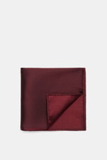 Brunello Cucinelli Silk Pocket Square navy shown from top-down, folded to reveal rolled edges, pure silk, smooth touch, 32x32 cm, made in Italy.