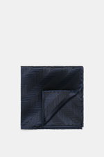Folded Brunello Cucinelli Silk Pocket Square dark navy patterned with tonal woven diagonal stripes, rolled edges, pure silk, smooth touch, photographed from above.

Description: <p>Subtle elegance for style-conscious appearances: With this noble pocket sq
