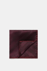 Brunello Cucinelli Silk Pocket Square burgundy patterned, folded, front view showing tonal woven diagonal stripes, pure silk, smooth touch, rolled edges, made in Italy, approx. 32x32 cm. Subtle elegance for style-conscious appearances: With this noble poc