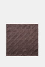 Brunello Cucinelli Silk Pocket Square dark brown patterned, tonal woven diagonal stripes, pure silk, rolled edges, top-down view.  
<p>Subtle elegance for style-conscious appearances: With this noble pocket square in tonal woven pattern, BRUNELLO CUCINELL