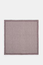 Brunello Cucinelli Silk pocket square mauve/dark blue pattern shown from above, pure silk, smooth feel, graphic micro print, rolled edges, Made in Italy, approx. 35 cm x 35 cm