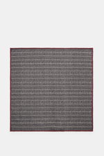 Brunello Cucinelli Silk pocket square dark grey/light grey/burgundy striped, top-down view showing classic striped pattern, rolled edges, pure silk.

<p>Timeless refinement for sophisticated looks: The silk pocket square by BRUNELLO CUCINELLI features an 