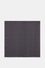 Brunello Cucinelli Silk pocket square navy/dark violet pattern shown from above, pure silk, smooth feel, graphic micro print, rolled edges, Made in Italy, approx. 35 cm x 35 cm.