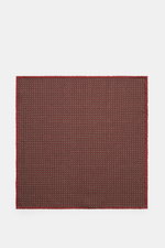 Brunello Cucinelli Silk pocket square reddish brown/dark brown pattern photographed from above, pure silk, smooth feel, graphic micro print, rolled edges, Made in Italy, approx. 35 cm x 35 cm.