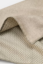 Brunello Cucinelli Silk pocket square sage/cream pattern shown from a close-up angled perspective, pure silk, smooth feel, graphic micro print, rolled edges, Made in Italy, dimensions approx. 35 cm x 35 cm.