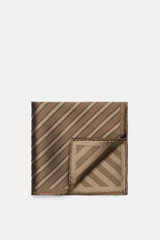 Brunello Cucinelli Silk Pocket Square grey brown/brown striped, folded with corner turned, diagonal striped pattern, smooth silk, rolled edges, top-down view. 

<p>Subtle elegance for stylish appearances: With this noble pocket square in a subdued striped