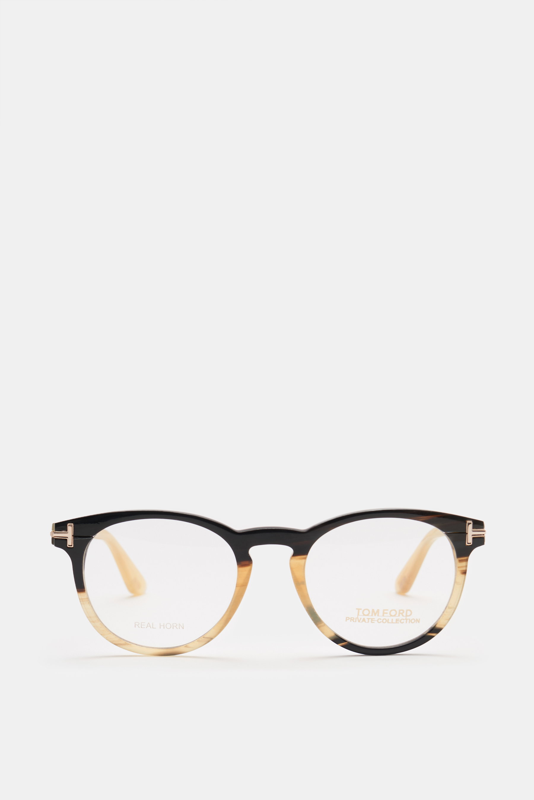 Tom Ford Brillenfassung 'Key Bridge Round Horn Optical' dunkelbraun/creme