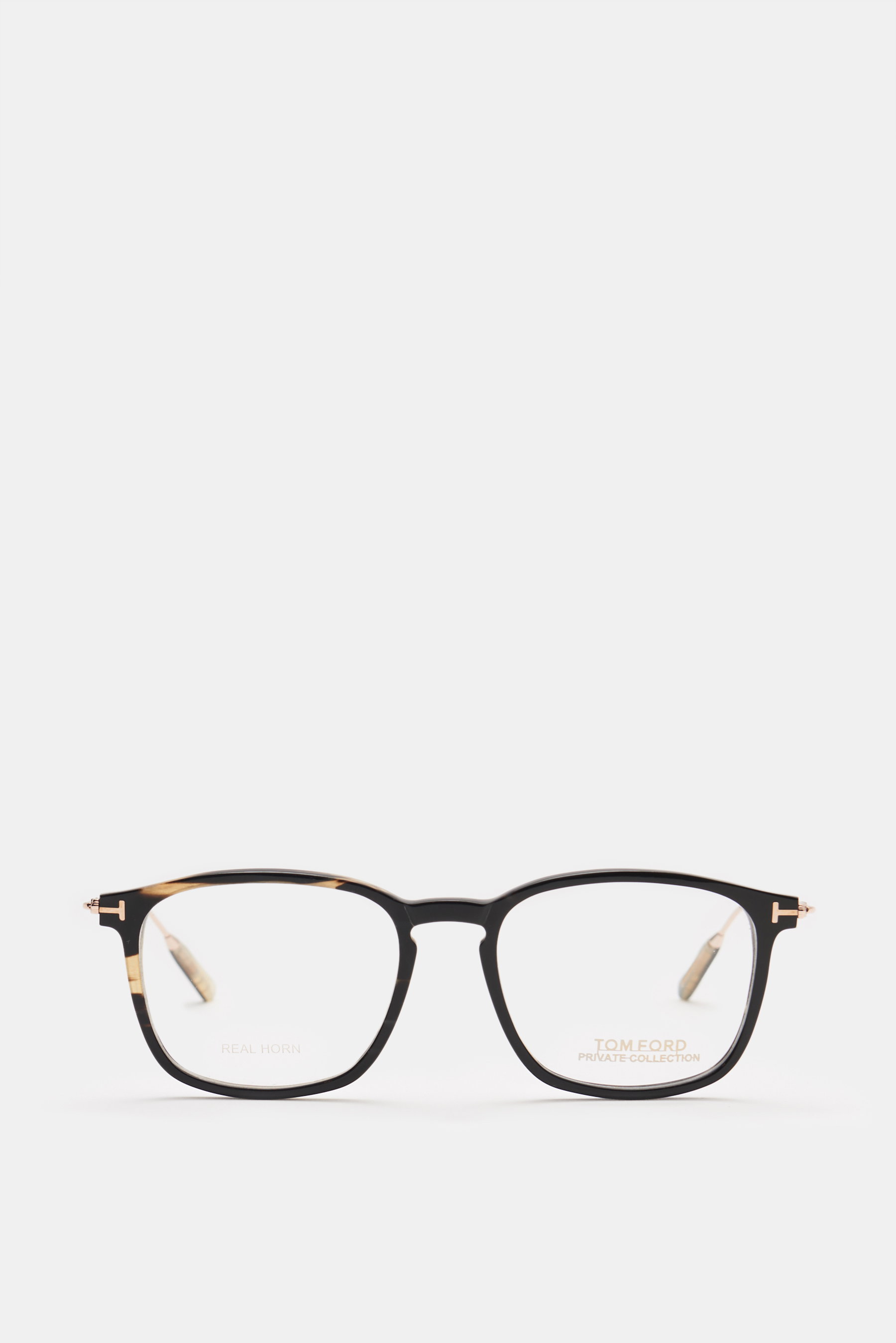 Tom Ford Brillenfassung 'Key Bridge Round Horn Optical' schwarz/creme gemustert/gold