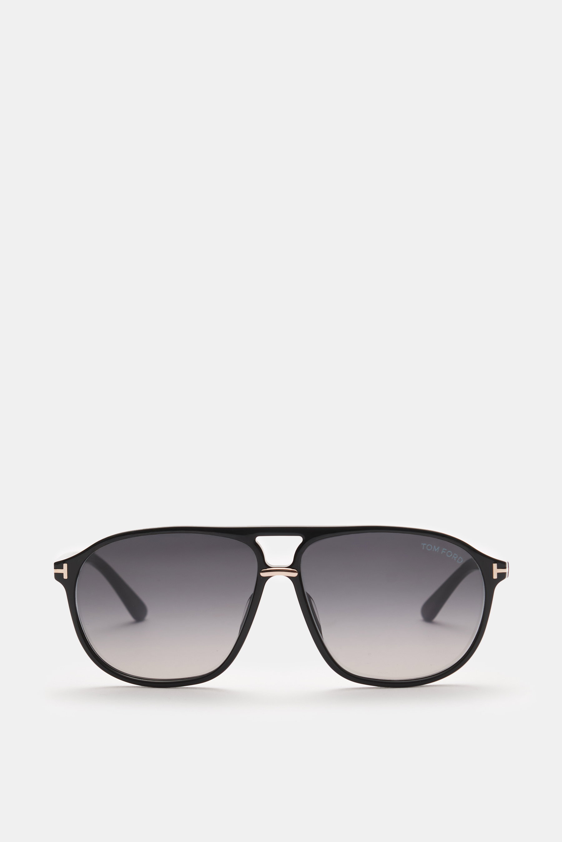 Tom Ford Sonnenbrille 'Bruce' schwarz, Navigator-Stil, polarisiert, Kunststoffgläser, Acetat-Rahmen, 100% UV-Schutz, frontale Nahaufnahme