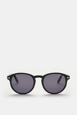 Tom Ford Sonnenbrille 'Dante' schwarz/dunkelgrau, klassische Panto-Form, Acetat-Rahmen, Filterkategorie 3, Frontansicht