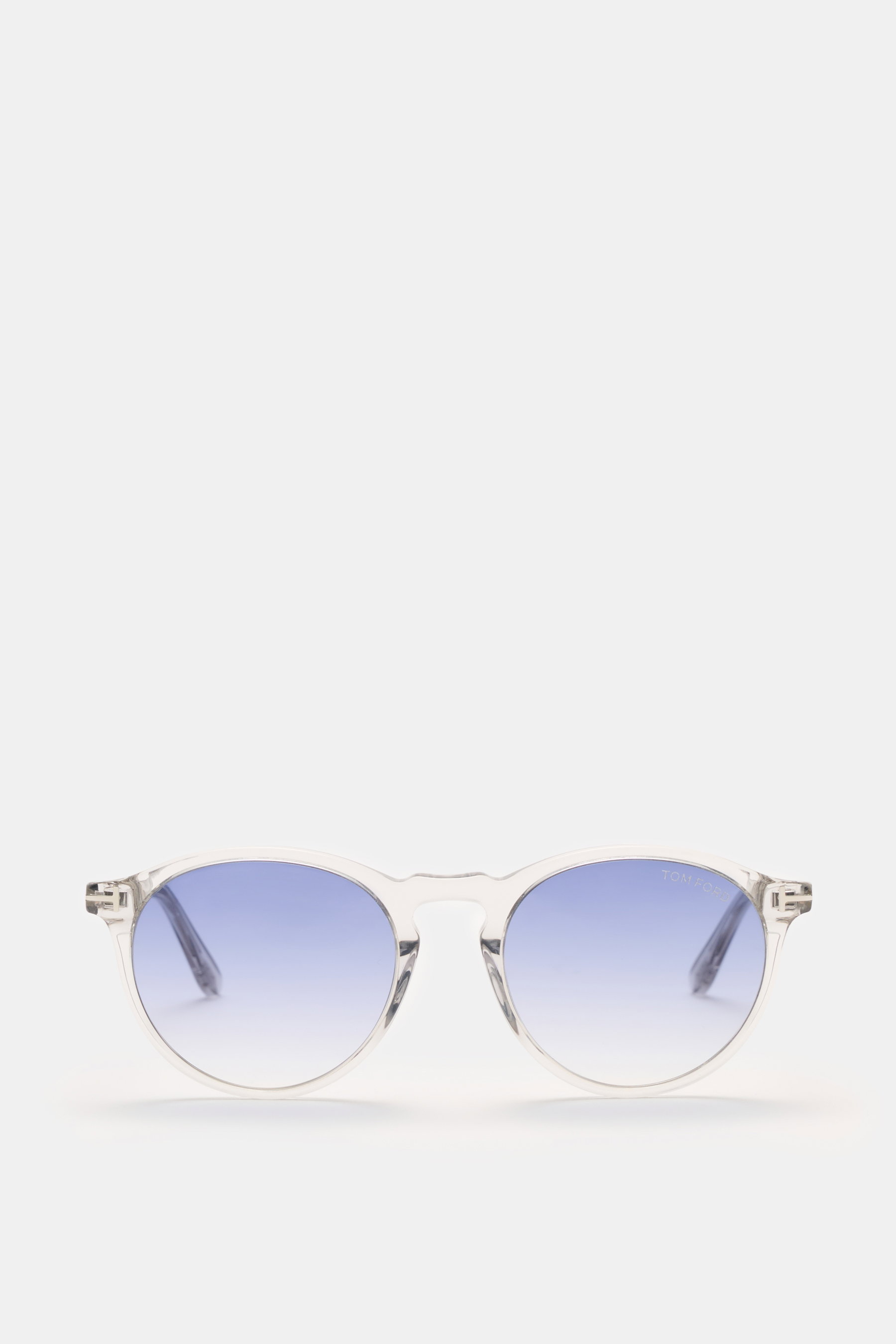 Tom Ford Sonnenbrille 'Aurele' hellgrau, klassische Panto-Form, Acetat-Rahmen, Verlaufsgläser, 100% UV-Schutz, Frontalansicht