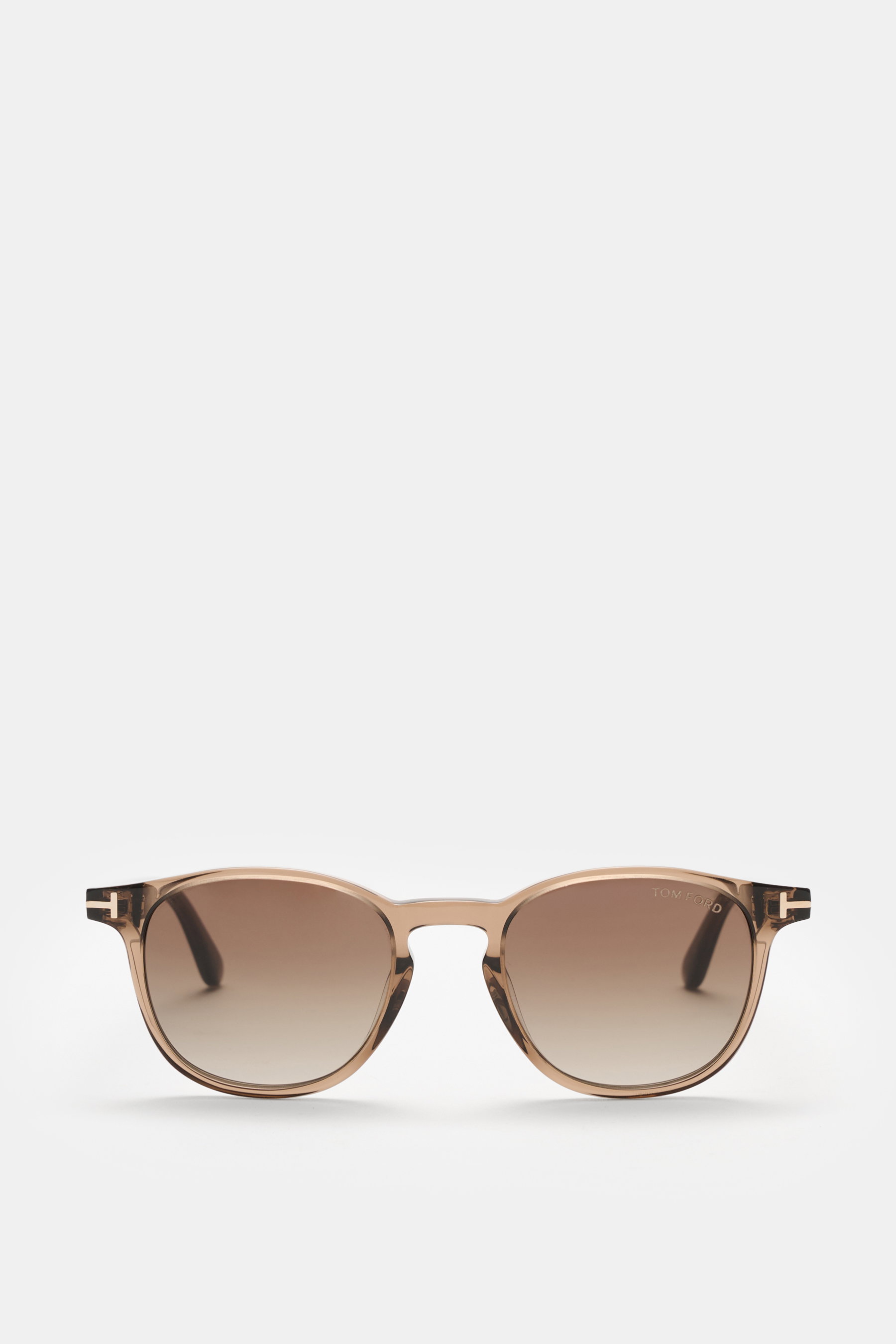 Tom Ford Sonnenbrille 'Holt' graubraun, leicht gerundete Silhouette, melierte Optik, gleichmäßig getönte Kunststoffgläser, frontal fotografiert