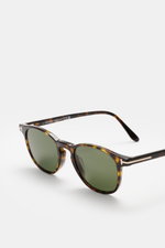 Tom Ford Sonnenbrille 'Holt' dunkelbraun meliert/grün, leicht gerundet, polarisierte Gläser, Acetat, seitliche Perspektive