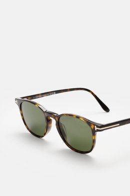 Tom Ford Sonnenbrille 'Holt' dunkelbraun meliert/grün, leicht gerundet, polarisierte Gläser, Acetat, seitliche Perspektive