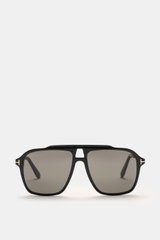 Tom Ford Sonnenbrille 'Autari' schwarz/anthrazit, klassischer Aviator-Stil, Acetat-Rahmen, getönte Gläser, frontal fotografiert, UV-Schutz.