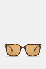 Tom Ford Sonnenbrille 'Jochem' dunkelbraun meliert, leicht eckige Form, Acetat-Rahmen, braune Gläser, frontal fotografiert, UV-Schutz, Sommer-Essential.