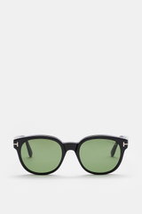 Tom Ford Sonnenbrille 'Mert' schwarz, frontale Aufnahme, leicht gerundete Silhouette, melierte Optik, Acetat-Rahmen, gleichmäßig getönte Kunststoffgläser, 100% UV-Schutz, Filterkategorie 3, inkl. Samt-Hartschalenetui.