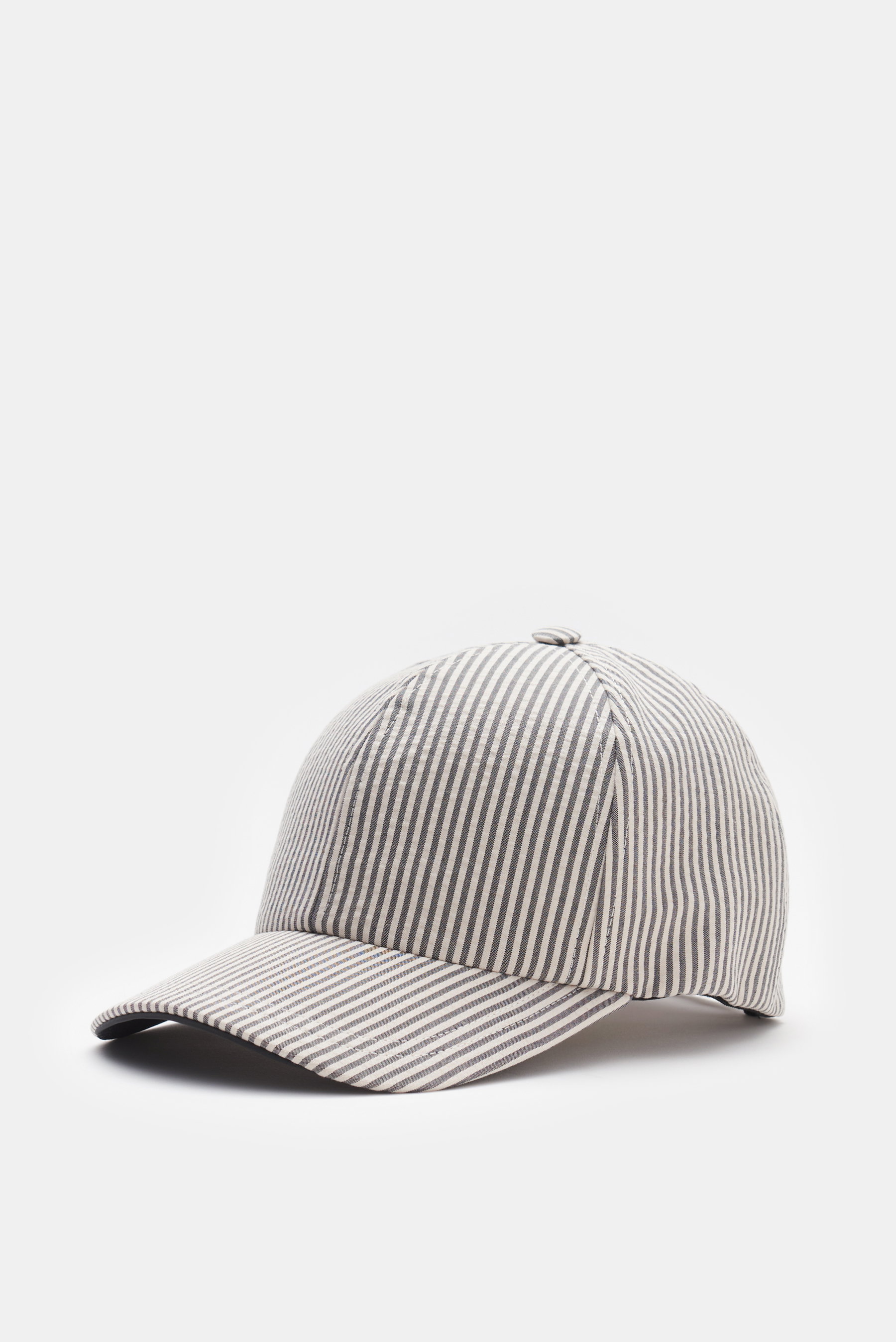 Sease Seersucker-Baseball-Cap grau/weiß