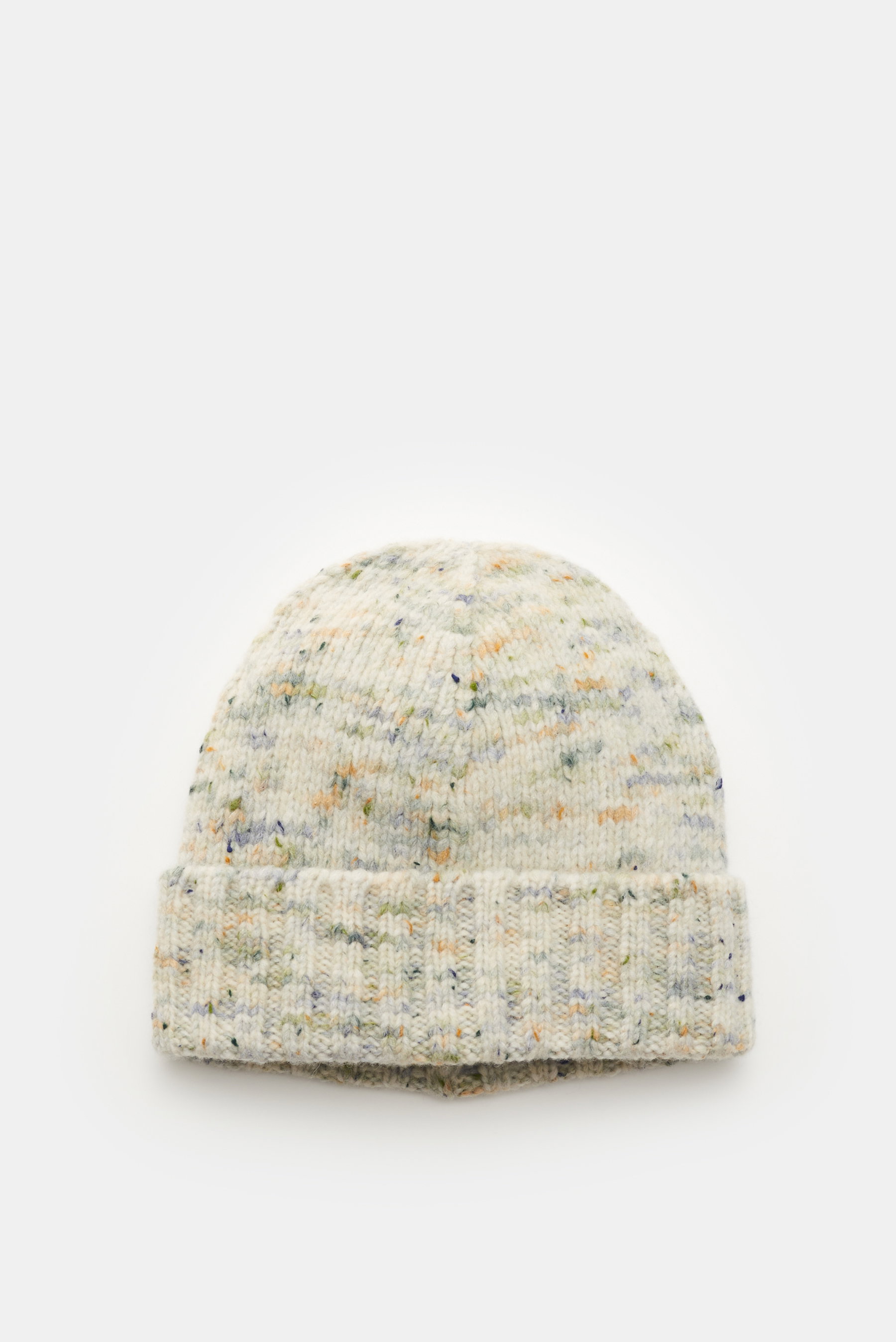 Mütze creme/rauchblau/grün meliert