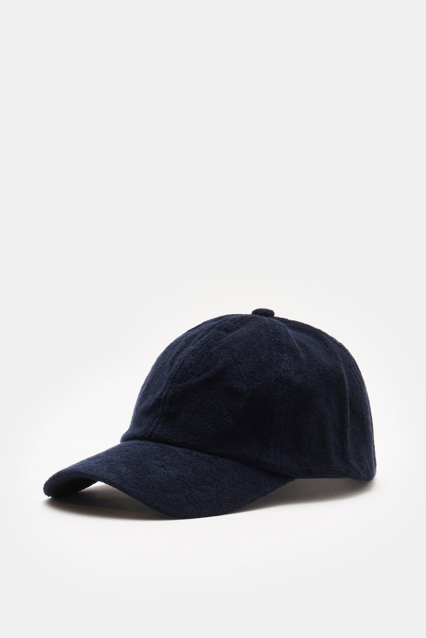 04651/ A trip in a bag Frottee-Cap 'Oyster' navy, sportliches Baseball-Cap aus reiner Baumwolle, weiche Frottee-Qualität, seitliche Perspektive, verstellbarer Verschluss, dezentes Weblabel hinten, ideal für Strand oder Promenade.