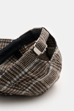 04651/ A trip in a bag Baseball-Cap 'Check' hellbraun/schwarz/rauchblau kariert, Glencheckmuster, Six-Panel-Stil, verstellbarer Verschluss, Detailrückansicht.