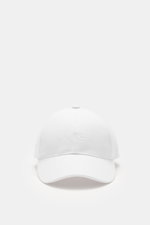 A.P.C. Baseball-Cap 'Charlie' weiß, zeitlos sportlich, Six-Panel-Design aus robustem Baumwoll-Canvas, Frontansicht mit tonalem Logo-Stitching und verstellbarem Verschluss.