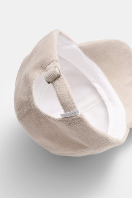 Beige 04651/ A trip in a bag Frottee Baseball-Cap 'Terry' aus Baumwolle mit weichem Griff und verstellbarem Verschluss, Rückansicht.