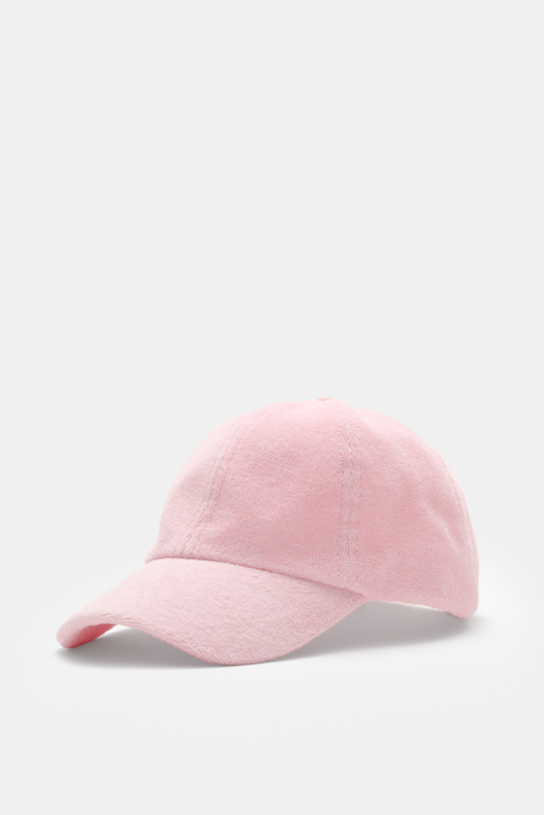 04651/ A trip in a bag Frottee Baseball-Cap 'Terry' rosé aus Baumwoll-Frottee, Six-Panel-Stil, verstellbar, weich, seitliche Perspektive, sportiv und preppy.