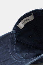 Golden Goose Baseball Cap Gray Blue shown from inside top view, twill pure cotton with soft feel, vintage look, six-panel design, star rivets, logo stitching, adjustable closure. Authentic style with personality: With a distinctive vintage design, this ca