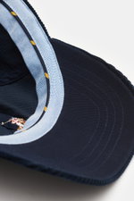 Alt tag (124 characters): Close-up view of Polo Ralph Lauren Corduroy baseball cap navy, showing inner brim and fabric details.

Description:  
<p>This classic baseball cap by POLO RALPH LAUREN in chic cotton corduroy with signature logo stitching is a pe