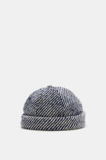 04651/ A trip in a bag Sailor Cap 'Fancy Twill' navy/offwhite meliert, Frontansicht, Mix aus Wolle und hochwertiger Microfaser, materialtypischer Griff, klassisches Six-Panel-Design, verstellbarer Verschluss.